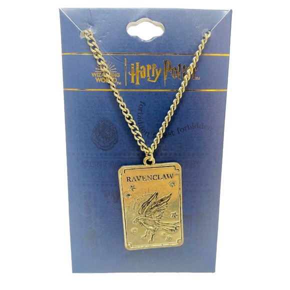 Harry Potter Ravenclaw Necklace Gold Square Pendant Wizarding World Brand New - Picture 1 of 4